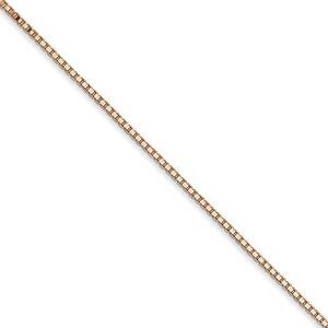 1.1mm 14k Rose Gold Solid Box Chain Necklace, 16 Inch